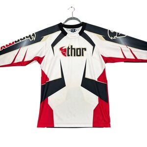 Thor Phase Motocross Jersey Womens White Red Black Long Sleeve Racing Top XS